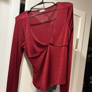 Free People Rich Red V-Neck shirt